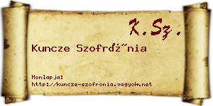 Kuncze Szofrónia névjegykártya